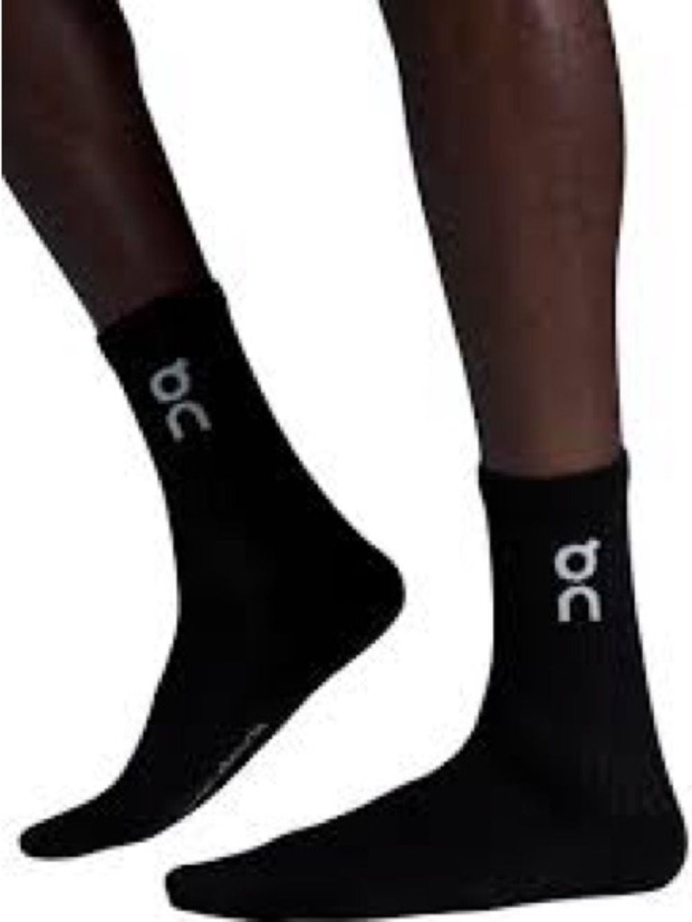 On Running Black Crew Socks with White Logo - Men's